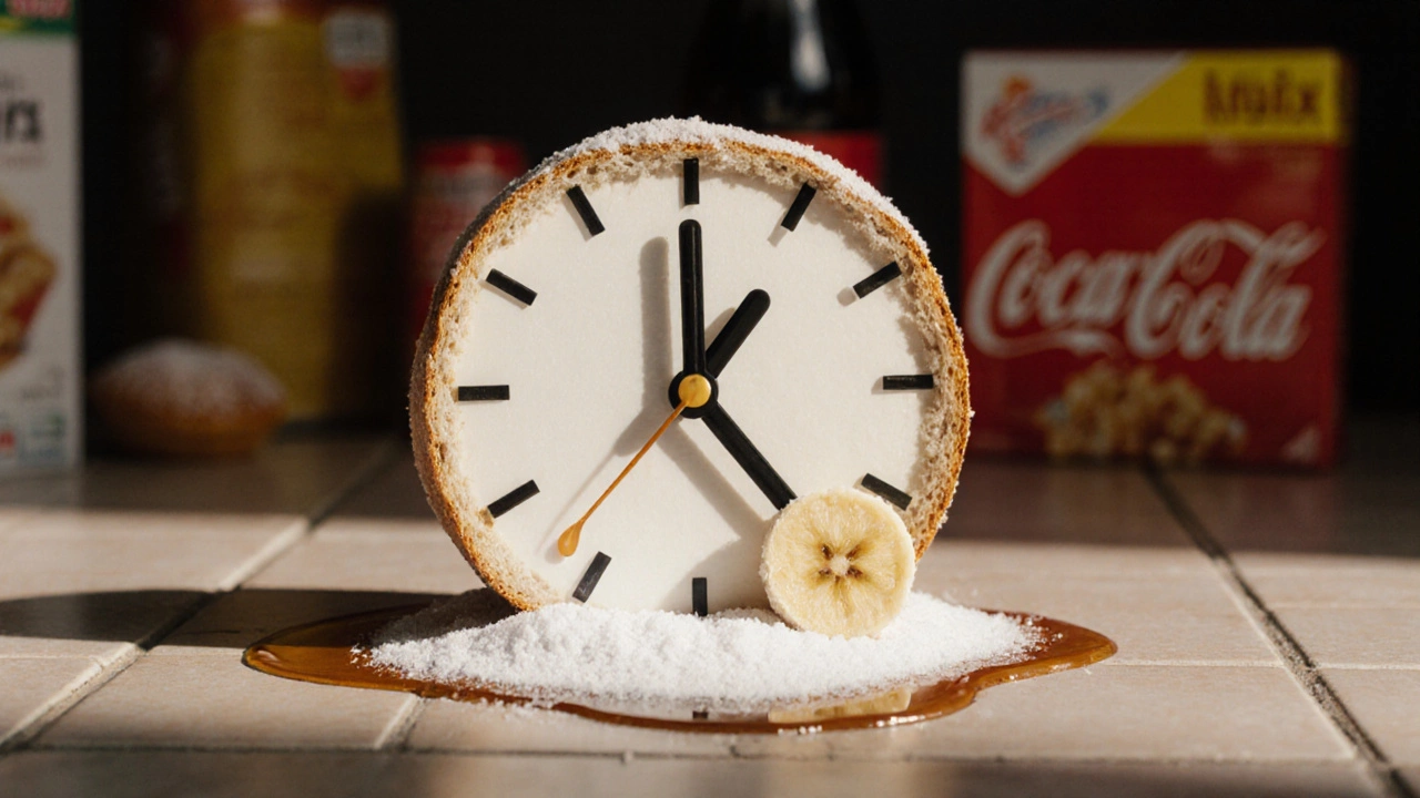 Часы из завтрака, тающие в сахарном пятне на кухонном полу.