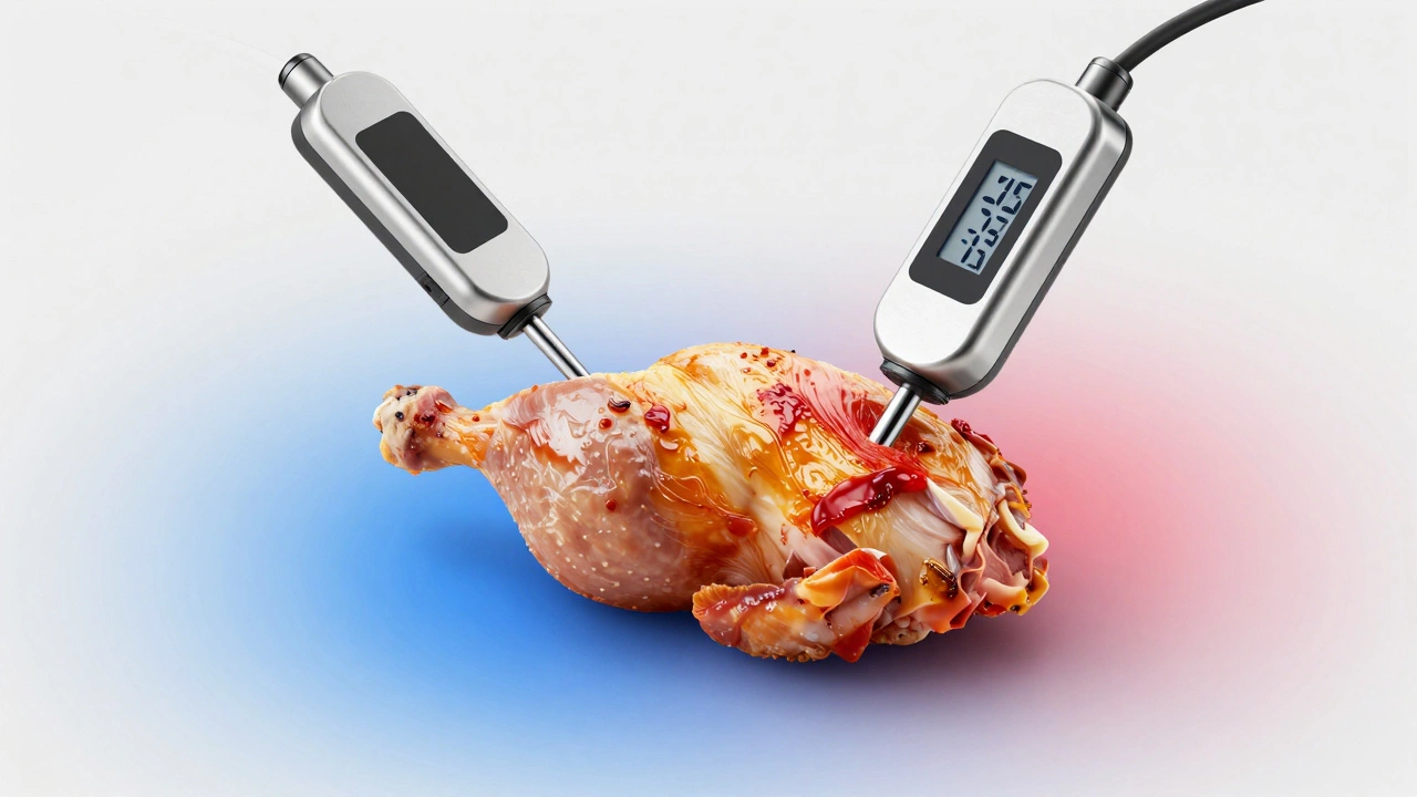 Кухонный термометр в мясе для контроля температуры