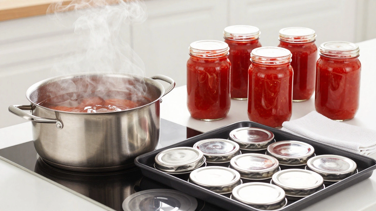 Стерилизация банок с консервацией в кипящей воде