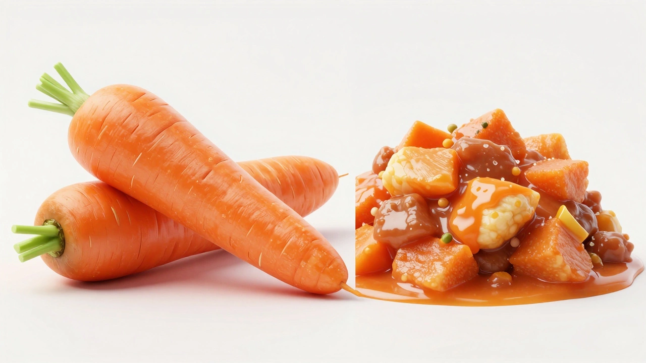 Визуализация разницы между сырой и термически обработанной едой.